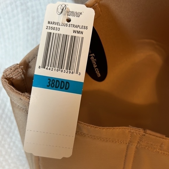 Paramour by Felina Marvelous Strapless Full Busted‎ Neutral Underwire Bra 38DDD - Picture 7 of 13